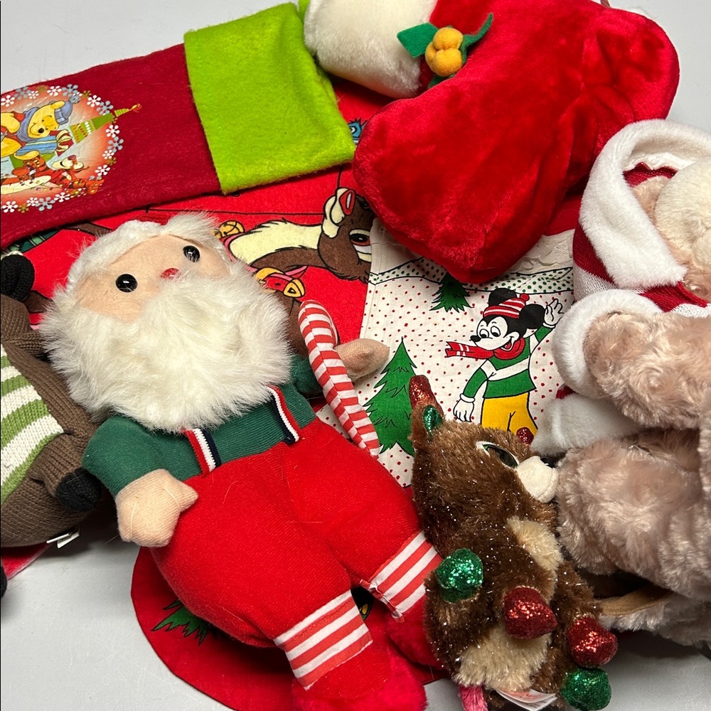 CLEARANCE BUNDLE kids Christmas plush and stockings